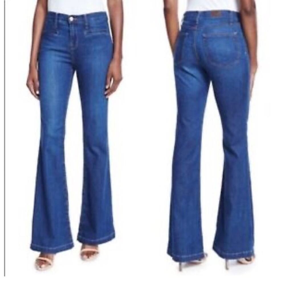 Joie Size 28 Jeans Nouveau Flare Cut Off Raw Hem Cobalt Wash Mid Rise Women's